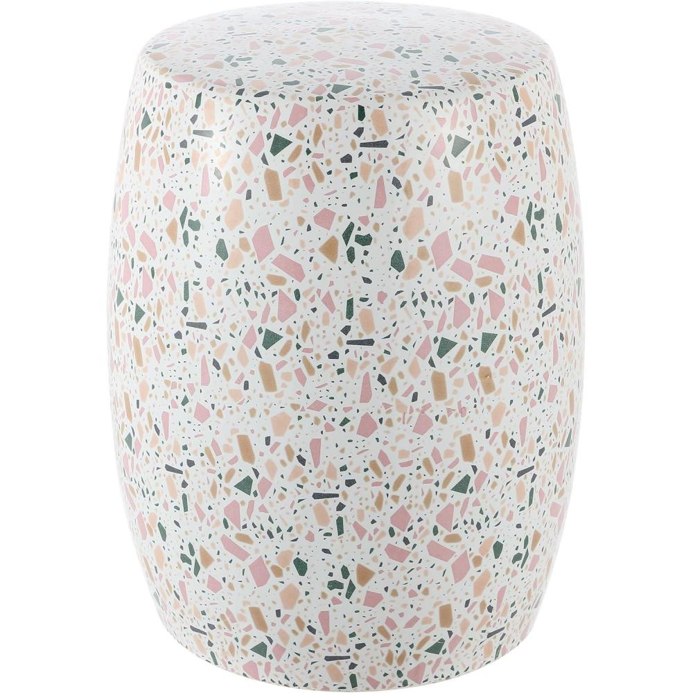 imageJONATHAN Y TBL1024A Chiara 175quot Terrazzo Ceramic IndoorOutdoor Garden Stool WhitePink Modern MidCentury Minimalist Scandinavian Traditional Bohemian for Living Room Garden Outdoor Home