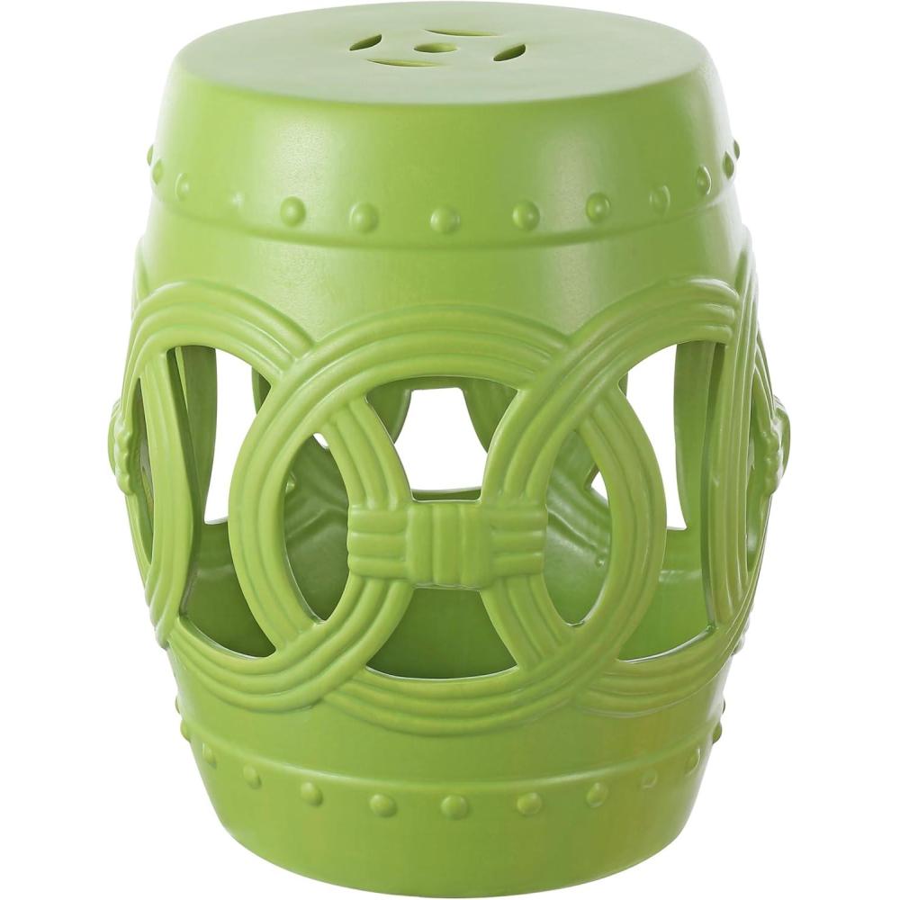 imageJONATHAN Y TBL1027A Lucky Coins 16quot Chinese Ceramic Drum IndoorOutdoor Garden Stool Bohemian Coastal Classic Cottage French Country Patio Garden Room Bathroom Living Room BlueWhiteMatte Green