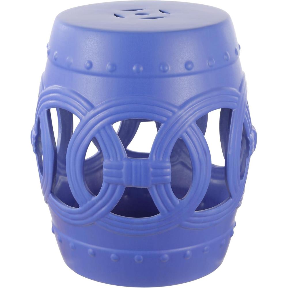 imageJONATHAN Y TBL1027A Lucky Coins 16quot Chinese Ceramic Drum IndoorOutdoor Garden Stool Bohemian Coastal Classic Cottage French Country Patio Garden Room Bathroom Living Room BlueWhiteMatte Blue
