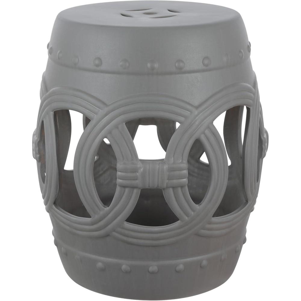 imageJONATHAN Y TBL1027A Lucky Coins 16quot Chinese Ceramic Drum IndoorOutdoor Garden Stool Bohemian Coastal Classic Cottage French Country Patio Garden Room Bathroom Living Room BlueWhiteMatte Gray