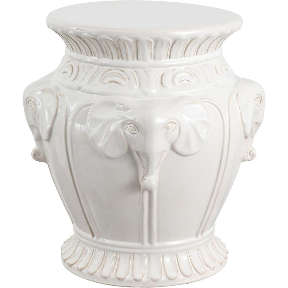 imageJONATHAN Y TBL1037A Anita 18quot Classic Vintage Ceramic IndoorOutdoor 4Elephant Garden Stool Bohemian Coastal Cottage Traditional SpillProof Living Room Garden Room Patio WhiteWhite