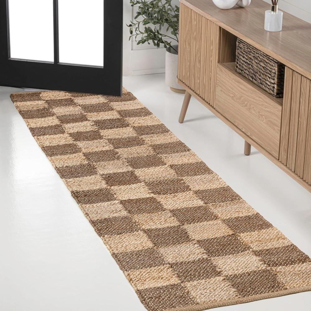 imageJONATHAN Y Theo Woven Jute Checkerboard NaturalBlack Indoor Area Rug 8x10 Modern Farmhouse Rustic Lodge EasyCleaning for Living Room Bedroom Kitchen NonShedding NRF203B8NaturalBrown