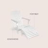 JONATHAN Y ADK1000D Saranac 2-Piece Traditional Rustic Acacia Wood Adirondack Chair with Detachable Ottoman Classic, Coastal, Cottage, Vintage, Farmhouse, White(White)