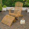 JONATHAN Y ADK1000D Saranac 2-Piece Traditional Rustic Acacia Wood Adirondack Chair with Detachable Ottoman Classic, Coastal, Cottage, Vintage, Farmhouse, White(Teak Brown)