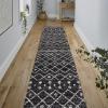JONATHAN Y Aksil Moroccan Beni Souk Gray/Cream Runner Rug, 2×8, Bohemian, Scandinavian, Easy-Cleaning for Living Room, Bedroom, Kitchen, Pet Friendly, Non-Shedding (MOH208C-28)(Black/Cream)