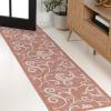 JONATHAN Y All-Over Scroll Indoor Outdoor Runner Rug 2X8 Turquoise/Cream, Maribel Traditional Classic for Backyard, Patio, Porch, Easy-Cleaning, High Traffic, Pet-Friendly, Non-Shedding (TSN205E-28)(Salmon/Cream)