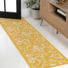 JONATHAN Y All-Over Scroll Indoor Outdoor Runner Rug 2X8 Turquoise/Cream, Maribel Traditional Classic for Backyard, Patio, Porch, Easy-Cleaning, High Traffic, Pet-Friendly, Non-Shedding (TSN205E-28)(Yellow/Cream)