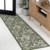 JONATHAN Y All-Over Scroll Indoor Outdoor Runner Rug 2X8 Turquoise/Cream, Maribel Traditional Classic for Backyard, Patio, Porch, Easy-Cleaning, High Traffic, Pet-Friendly, Non-Shedding (TSN205E-28)(Green/Cream)