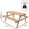 JONATHAN Y BNH200A-NEW Shoreham 55″ Modern Classic Outdoor Wood Picnic Table Benches with Umbrella Hole Traditional, Coastal, Mid-Century, Vintage, Farmhouse, Teak Brown(Light Teak)