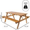 JONATHAN Y BNH200A-NEW Shoreham 55″ Modern Classic Outdoor Wood Picnic Table Benches with Umbrella Hole Traditional, Coastal, Mid-Century, Vintage, Farmhouse, Teak Brown(Teak Brown)