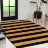 JONATHAN Y CHG100A-5 Peater Classic Casual Commerical Natural Coir Light Brown 5 ft. x 8 ft. Doormat for Entrance, Front Door, Entryway(Natural/Black – Stripe)
