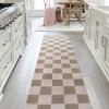 JONATHAN Y Checkerboard High-Low Runner Rug 2X8 White/Cream, Thea Modern Geometric for Living Room, Bedroom, Kitchen, Office, Easy-Cleaning, High Traffic, Pet-Friendly, Non-Shedding SND103B-28(Beige/Cream)