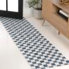 JONATHAN Y Cottage Checkerboard Indoor Outdoor Runner Rug 2X8 Navy/Cream, Aimee Traditional for Backyard, Patio, Porch, Easy-Cleaning, High Traffic, Pet-Friendly, Non-Shedding (TSN204B-28)(Navy/Cream)