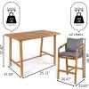 JONATHAN Y DNG2000A-3SET Porto Modern Coastal 3-Piece Acacia Wood Outdoor Bar Set with Cushions Contemporary, Transitional, Rustic, Bohemian, Cottage, Beige/Light Teak(Gray/Teak Brown)