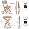 JONATHAN Y DNG2001B-3SET Javea Modern Coastal 3-Piece Acacia Wood Outdoor Folding Bistro Set Mid-Century, Contemporary, Transitional, Classic, Bohemian, Cream/Light Teak(Beige/Teak Brown)