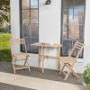 JONATHAN Y DNG2003A-3SET Nerja Modern Traditional 3-Piece Acacia Wood Outdoor Folding Bistro Set Modern, Traditional, Mid-Century, Coastal, Transitional, Classic, Bohemian, Light Teak