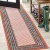 JONATHAN Y Diamond Border Indoor Outdoor Runner Rug 2X8 Orange/Ivory, Sebastian High-Low Modern for Backyard, Patio, Porch, Easy-Cleaning, High Traffic, Pet-Friendly, Non-Shedding (HWC102C-28)(Orange/Ivory)