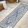 JONATHAN Y Filigree Indoor Outdoor Runner Rug 2X8 Teal/Ivory, Galon for Backyard, Patio, Porch, Easy-Cleaning, High Traffic, Pet-Friendly, Non-Shedding (SMB120B-28)(Blue/Beige)
