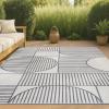 JONATHAN Y Geometric Lines Reversible Washable Indoor Outdoor Area Rug 8X10 Navy/Cream, Arielle Mid-Century Modern for Backyard, Patio, Porch, Easy-Cleaning, Pet-Friendly, Non-Shedding (SVH111A-8)(7’9″ x 10′ (Rectangular))
