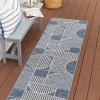 JONATHAN Y Geometric Lines Reversible Washable Indoor Outdoor Area Rug 8X10 Navy/Cream, Arielle Mid-Century Modern for Backyard, Patio, Porch, Easy-Cleaning, Pet-Friendly, Non-Shedding (SVH111A-8)(2′ x 8′ (Runner))