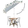 JONATHAN Y Half Umbrella UMB1201B Beverly 9 ft. Designer Classic Scalloped Fringe Market Patio with Crank, Push Button Tilt and UV Protection in Navy/White(Green/White – White Pole)