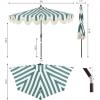 JONATHAN Y Half Umbrella UMB1201B Beverly 9 ft. Designer Classic Scalloped Fringe Market Patio with Crank, Push Button Tilt and UV Protection in Navy/White(Green/White)
