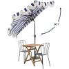 JONATHAN Y Half Umbrella UMB1201B Beverly 9 ft. Designer Classic Scalloped Fringe Market Patio with Crank, Push Button Tilt and UV Protection in Navy/White(Navy/White)