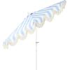 JONATHAN Y Half Umbrella UMB1201B Beverly 9 ft. Designer Classic Scalloped Fringe Market Patio with Crank, Push Button Tilt and UV Protection in Navy/White(Light Blue/White – White Pole)