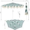 JONATHAN Y Half Umbrella UMB1201B Beverly 9 ft. Designer Classic Scalloped Fringe Market Patio with Crank, Push Button Tilt and UV Protection in Navy/White(Green/White – White Pole)