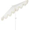 JONATHAN Y Half Umbrella UMB1201B Beverly 9 ft. Designer Classic Scalloped Fringe Market Patio with Crank, Push Button Tilt and UV Protection in Navy/White(Cream/White – White Pole)