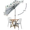 JONATHAN Y Half Umbrella UMB1201B Beverly 9 ft. Designer Classic Scalloped Fringe Market Patio with Crank, Push Button Tilt and UV Protection in Navy/White(Green/White)