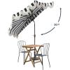 JONATHAN Y Half Umbrella UMB1201B Beverly 9 ft. Designer Classic Scalloped Fringe Market Patio with Crank, Push Button Tilt and UV Protection in Navy/White(Black/White)