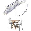 JONATHAN Y Half Umbrella UMB1201B Beverly 9 ft. Designer Classic Scalloped Fringe Market Patio with Crank, Push Button Tilt and UV Protection in Navy/White(Navy/White – White Pole)