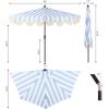 JONATHAN Y Half Umbrella UMB1201B Beverly 9 ft. Designer Classic Scalloped Fringe Market Patio with Crank, Push Button Tilt and UV Protection in Navy/White(Light Blue/White)