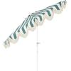JONATHAN Y Half Umbrella UMB1201B Beverly 9 ft. Designer Classic Scalloped Fringe Market Patio with Crank, Push Button Tilt and UV Protection in Navy/White(Green/White – White Pole)