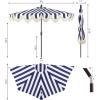 JONATHAN Y Half Umbrella UMB1201B Beverly 9 ft. Designer Classic Scalloped Fringe Market Patio with Crank, Push Button Tilt and UV Protection in Navy/White(Navy/White)