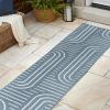 JONATHAN Y High-Low Arch Stripe Two-Tone Navy/Cream 8×10 Indoor/Outdoor Area Rug, Anders MidCentury Modern, for Patio, Backyard, Living Room, Bedroom, Office, Hose-Washable (SCN107A-8)(Navy/Cream)