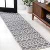 JONATHAN Y Knotted Trellis Geometric Indoor Outdoor Area Rug 8X10 Black/Ivory, Aylan High-Low Pile for Backyard, Patio, Porch, Easy-Cleaning, High Traffic, Pet-Friendly, Non-Shedding (SBH104A-8)(Black/Ivory)