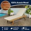 JONATHAN Y LNG1000D Mallorca 77.56″x23.62″ Modern Classic Adjustable Acacia Wood Chaise Outdoor Lounge Chair with Cushion & Wheels Coastal, Bohemian, Minimalist, Traditional, Dark Gray/Natural(Light Gray/Natural)