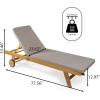 JONATHAN Y LNG1000D Mallorca 77.56″x23.62″ Modern Classic Adjustable Acacia Wood Chaise Outdoor Lounge Chair with Cushion & Wheels Coastal, Bohemian, Minimalist, Traditional, Dark Gray/Natural(Dark Gray/Natural)