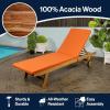 JONATHAN Y LNG1000D Mallorca 77.56″x23.62″ Modern Classic Adjustable Acacia Wood Chaise Outdoor Lounge Chair with Cushion & Wheels Coastal, Bohemian, Minimalist, Traditional, Dark Gray/Natural(Orange/Natural)