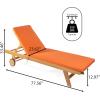 JONATHAN Y LNG1000D Mallorca 77.56″x23.62″ Modern Classic Adjustable Acacia Wood Chaise Outdoor Lounge Chair with Cushion & Wheels Coastal, Bohemian, Minimalist, Traditional, Dark Gray/Natural(Orange/Natural)