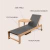 JONATHAN Y LNG1100A-2SET Trabuco Coastal Modern Acacia Wood Mesh 3-Position Outdoor Chaise Lounge Set with Side Table Transitional, Classic, Minimalist, Traditional, Contemporary, Dark Gray/Teak Brown(Dark Gray/Light Teak)