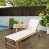 JONATHAN Y LNG1100A-2SET Trabuco Coastal Modern Acacia Wood Mesh 3-Position Outdoor Chaise Lounge Set with Side Table Transitional, Classic, Minimalist, Traditional, Contemporary, Dark Gray/Teak Brown(White/Light Teak)