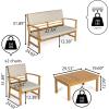 JONATHAN Y LVG1000B-4SET Barclay 4-Piece Modern Coastal Acacia Wood Conversation Outdoor Patio Set with Cushions Transitional, Classic, Traditional, Vintage, Mid-Century, Dark Gray/Teak Brown(Light Gray/Teak Brown)
