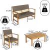 JONATHAN Y LVG1000B-4SET Barclay 4-Piece Modern Coastal Acacia Wood Conversation Outdoor Patio Set with Cushions Transitional, Classic, Traditional, Vintage, Mid-Century, Dark Gray/Teak Brown(Dark Gray/Teak Brown)