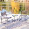 JONATHAN Y LVG1100A-3SET Freja 3-Piece Mid-Century Modern Faux Rattan Conversation Outdoor Patio Set Scandinavian, Classic, Transitional, Bohemian, Traditional, White/Gray(Black/Brown)