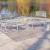 JONATHAN Y LVG1100A-3SET Freja 3-Piece Mid-Century Modern Faux Rattan Conversation Outdoor Patio Set Scandinavian, Classic, Transitional, Bohemian, Traditional, White/Gray(White/Gray)