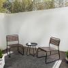 JONATHAN Y LVG1100A-3SET Freja 3-Piece Mid-Century Modern Faux Rattan Conversation Outdoor Patio Set Scandinavian, Classic, Transitional, Bohemian, Traditional, White/Gray(Black/Brown)