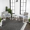 JONATHAN Y LVG1101A-3SET Selby 3-Piece Modern Coastal Faux Wicker Conversation Outdoor Patio Set Mid-Century, Classic, Contemporary, Traditional, Minimalist, White/Gray(White/Gray)